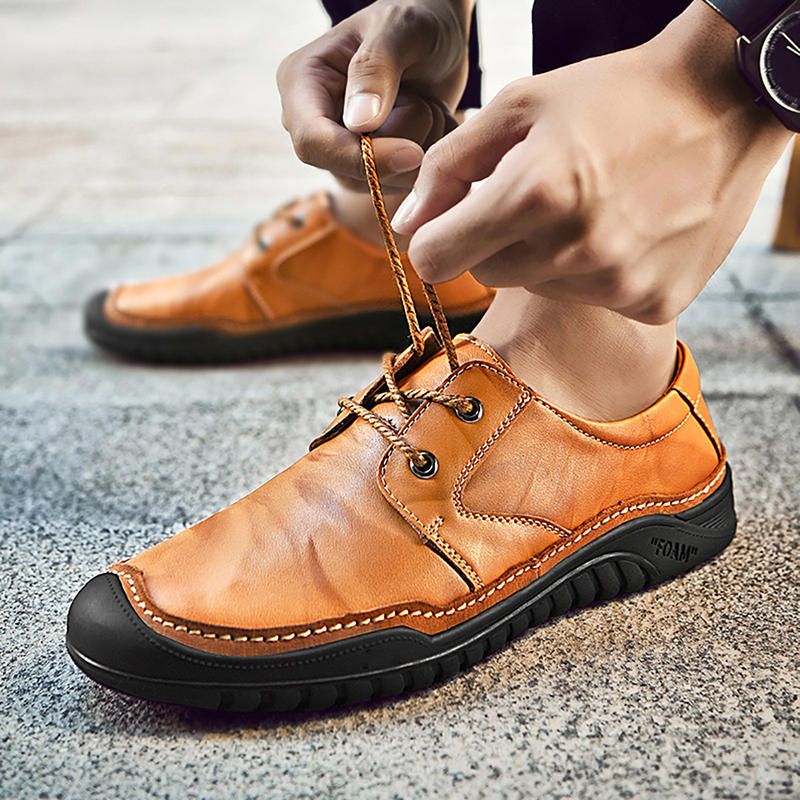 Hombres De Cuero Genuino Suelas Suaves De Negocios Casual Oxfords