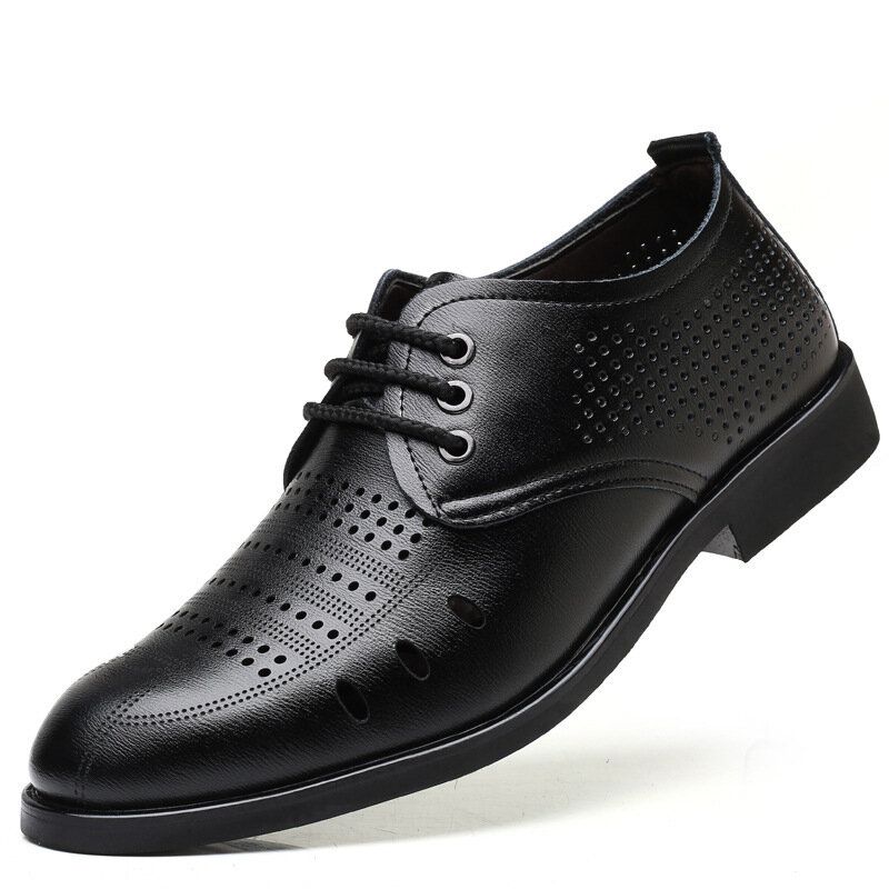 Hombres De Cuero De Microfibra Transpirable Ahuecados Oxfords Zapatos De Negocios Casuales