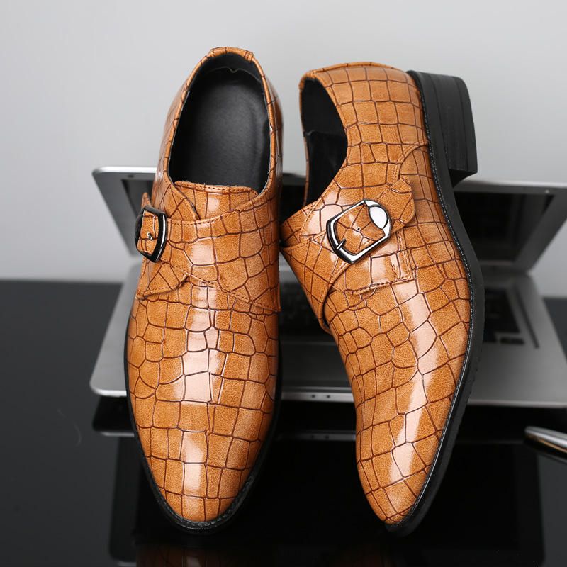 Hombres Hebilla Suave Patrón Irregular Business Leather Oxfords