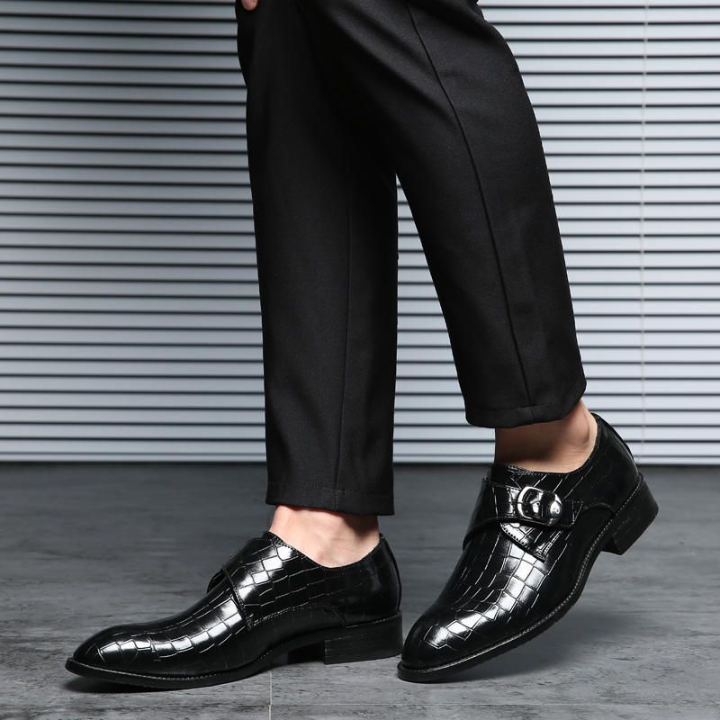 Hombres Hebilla Suave Patrón Irregular Business Leather Oxfords