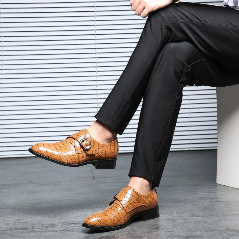 Hombres Hebilla Suave Patrón Irregular Business Leather Oxfords