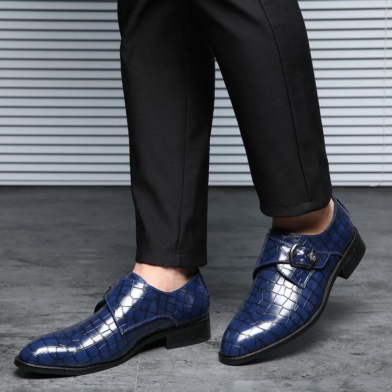 Hombres Hebilla Suave Patrón Irregular Business Leather Oxfords