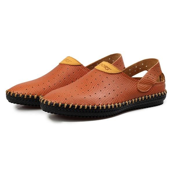 Hombres Hollow Out Casual Oxfords In Leather Slip On