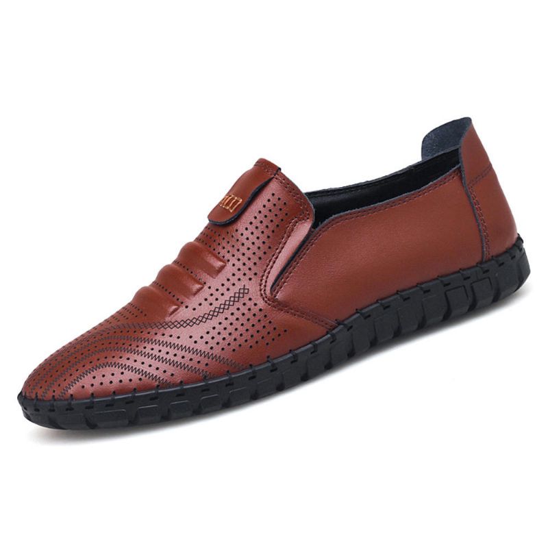 Hombres Oxfords De Cuero Genuino Huecos Transpirables