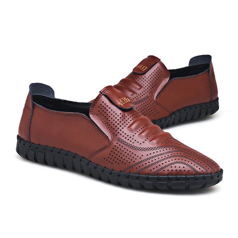 Hombres Oxfords De Cuero Genuino Huecos Transpirables