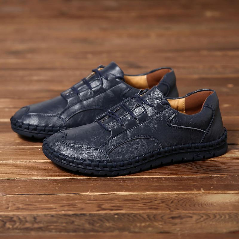 Hombres Retro Casual Moda Negocios Costura A Mano Oxfords