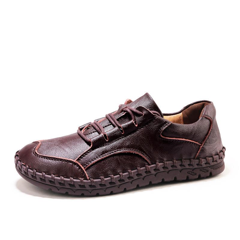 Hombres Retro Casual Moda Negocios Costura A Mano Oxfords