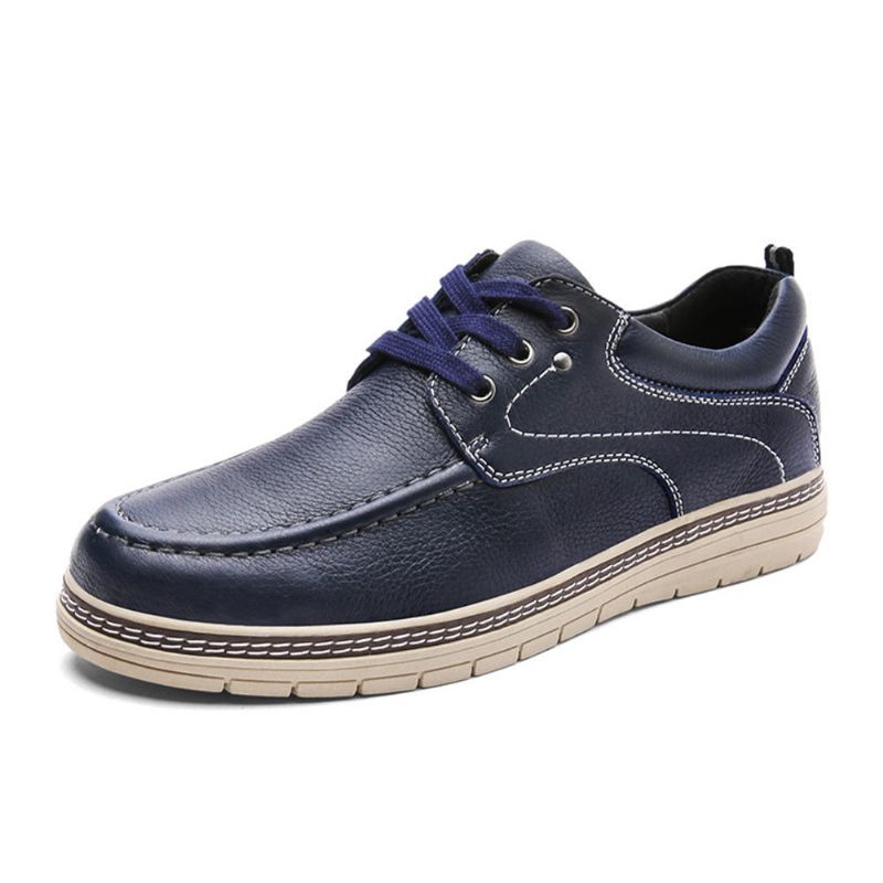 Hombres Vintage Cuero Genuino Casual Suelas Suaves Oficina Oxfords