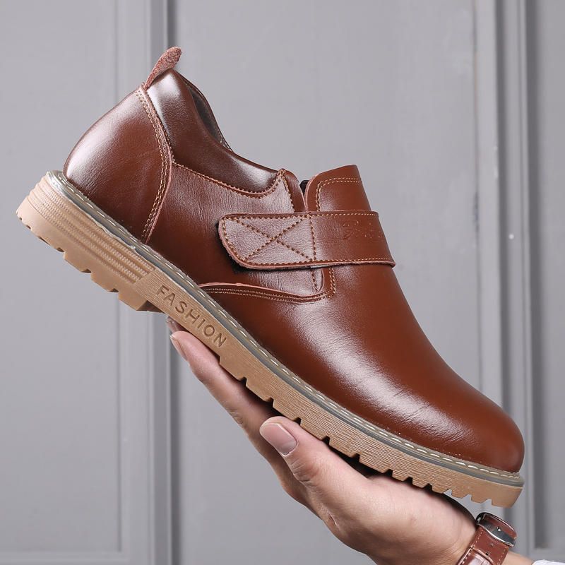 Hook & Loop Pure Color Business Casual Leather Oxfords