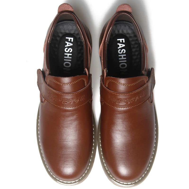 Hook & Loop Pure Color Business Casual Leather Oxfords