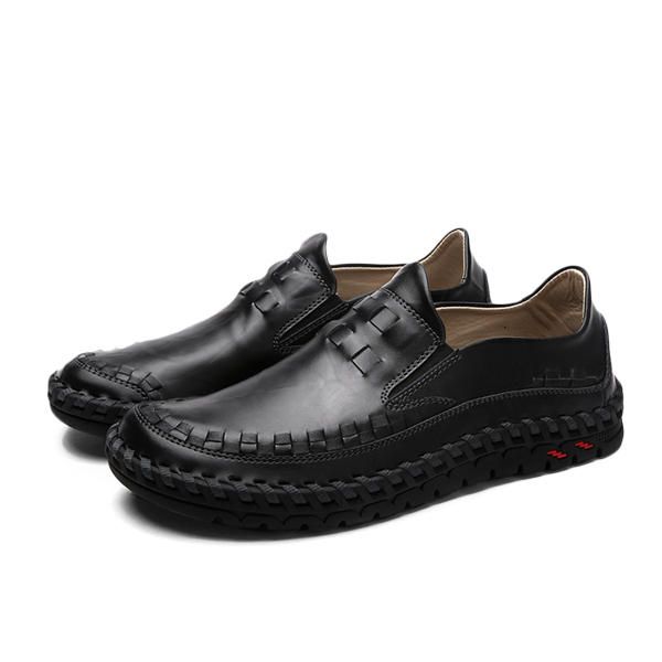 New Men Leather Slip On Outdoor Casual Soft Comfort Flat Zapatos Oxfords