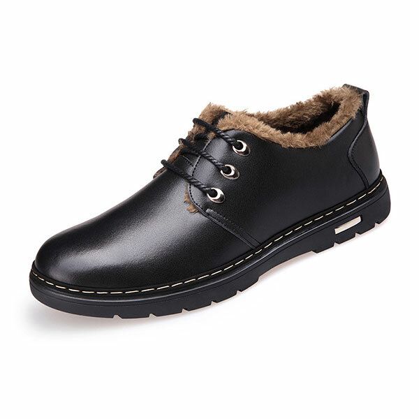 New Men Winter Keep Warm Plush Cotton Low Top Casual Cómodos Zapatos Con Cordones