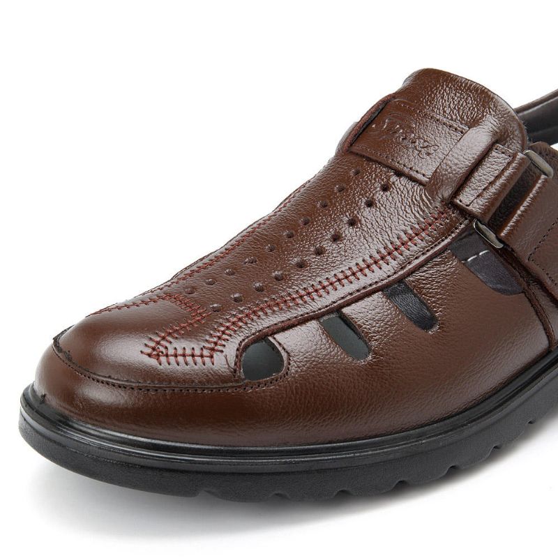 Oxfords De Bucle De Gancho De Cuero Con Agujeros Transpirables Para Hombres