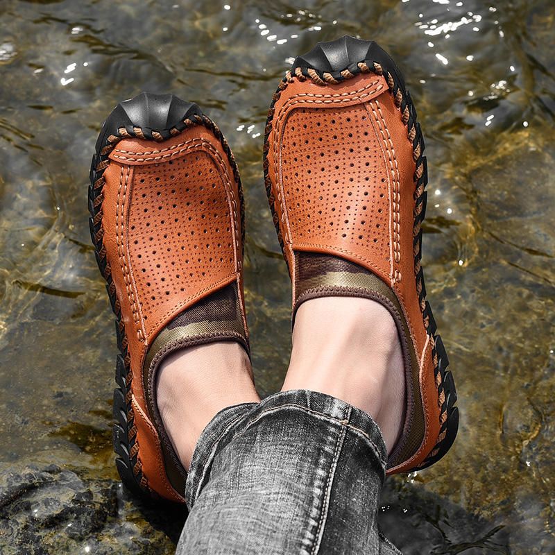 Oxfords Casuales De Costura A Mano Al Aire Libre Huecos Y Transpirables