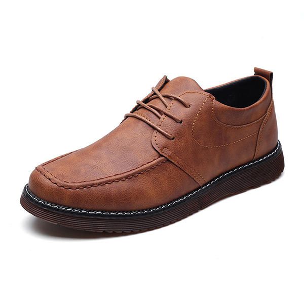 Oxfords Cómodos Con Cordones Informales De Cuero Genuino Para Hombres