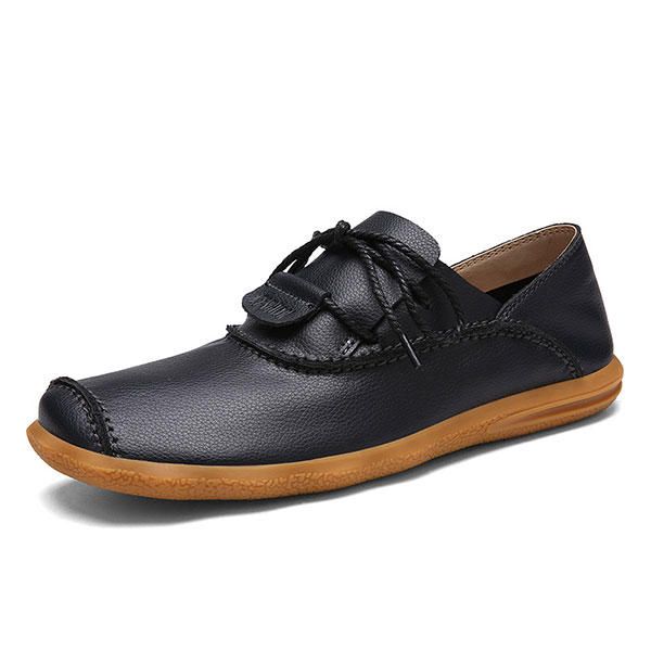 Oxfords Con Cordones De Cuero Genuino Suave Para Hombres