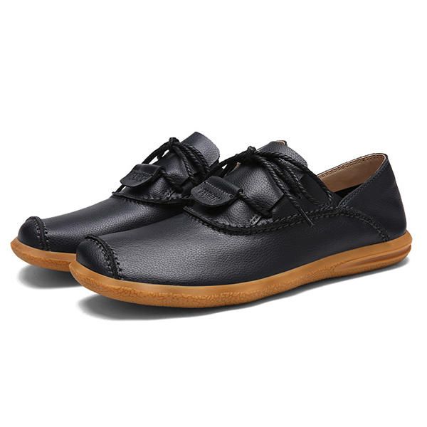 Oxfords Con Cordones De Cuero Genuino Suave Para Hombres