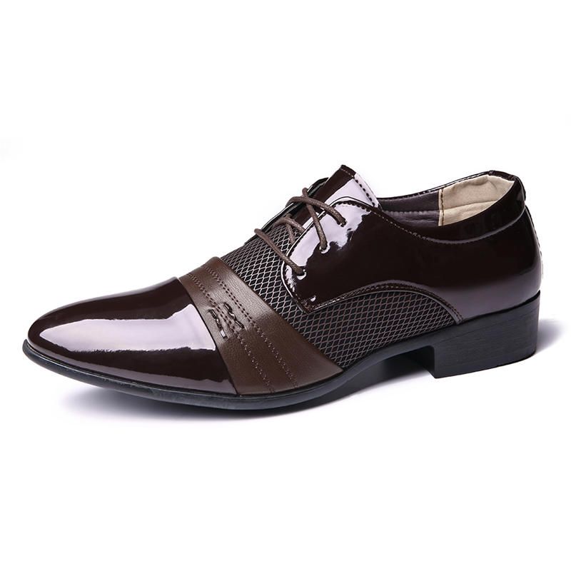 Oxfords De Costura De Microfibra De Malla De Negocios Formal Suave Para Hombres