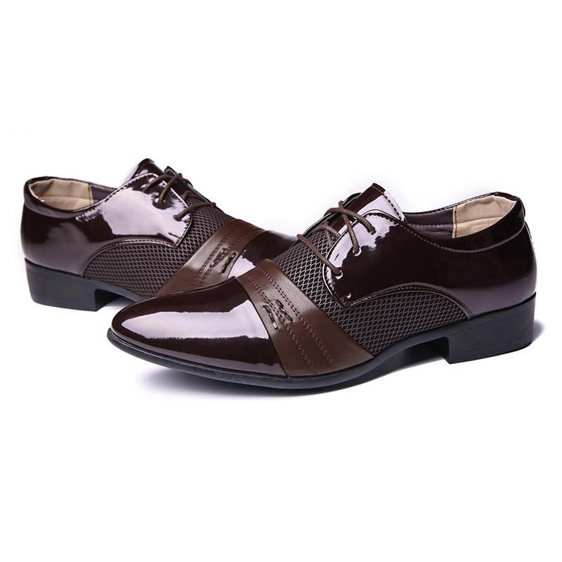 Oxfords De Costura De Microfibra De Malla De Negocios Formal Suave Para Hombres