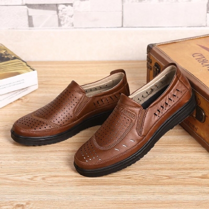 Oxfords De Cuero Con Suela Blanda Ahuecada Para Hombre