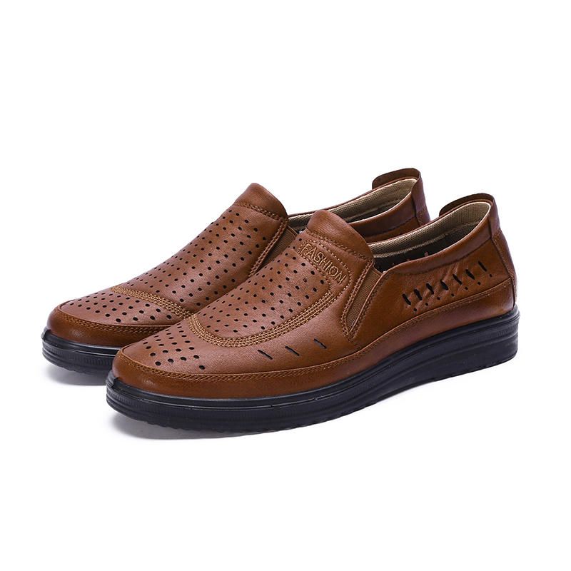 Oxfords De Cuero Con Suela Blanda Ahuecada Para Hombre