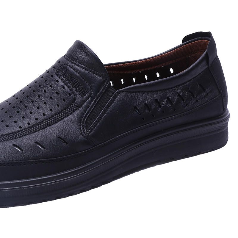 Oxfords De Cuero Con Suela Blanda Ahuecada Para Hombre