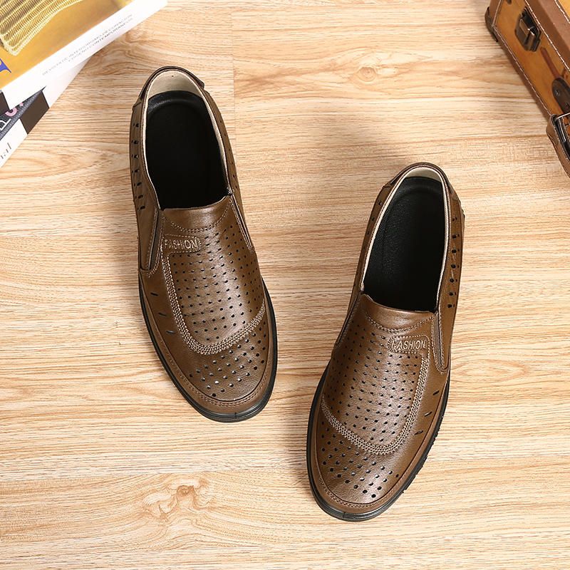 Oxfords De Cuero Con Suela Blanda Ahuecada Para Hombre