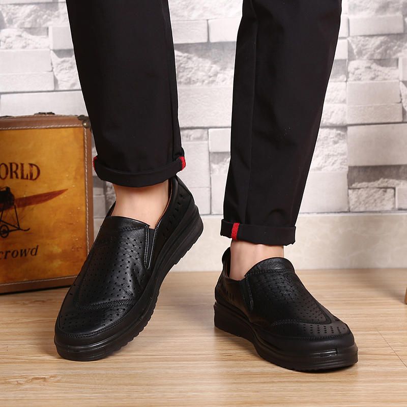 Oxfords De Cuero Con Suela Blanda Ahuecada Para Hombre