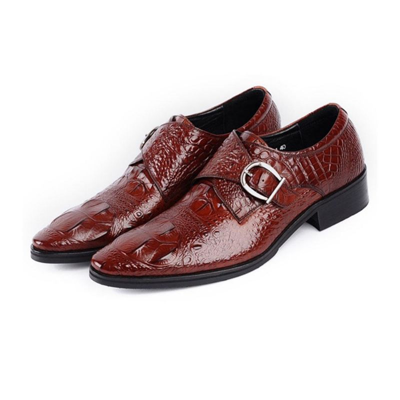 Oxfords De Cuero Informal De Negocios Con Patrón De Cocodrilo Suave