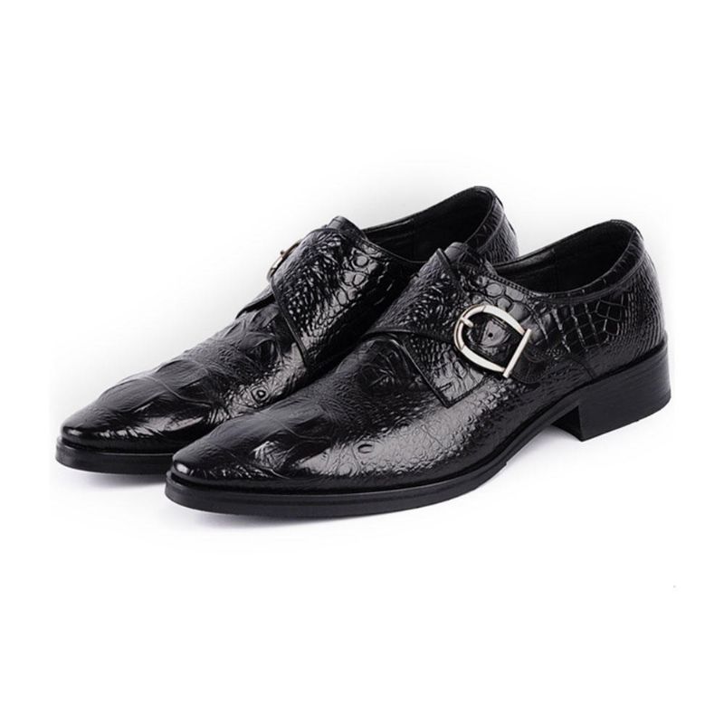 Oxfords De Cuero Informal De Negocios Con Patrón De Cocodrilo Suave