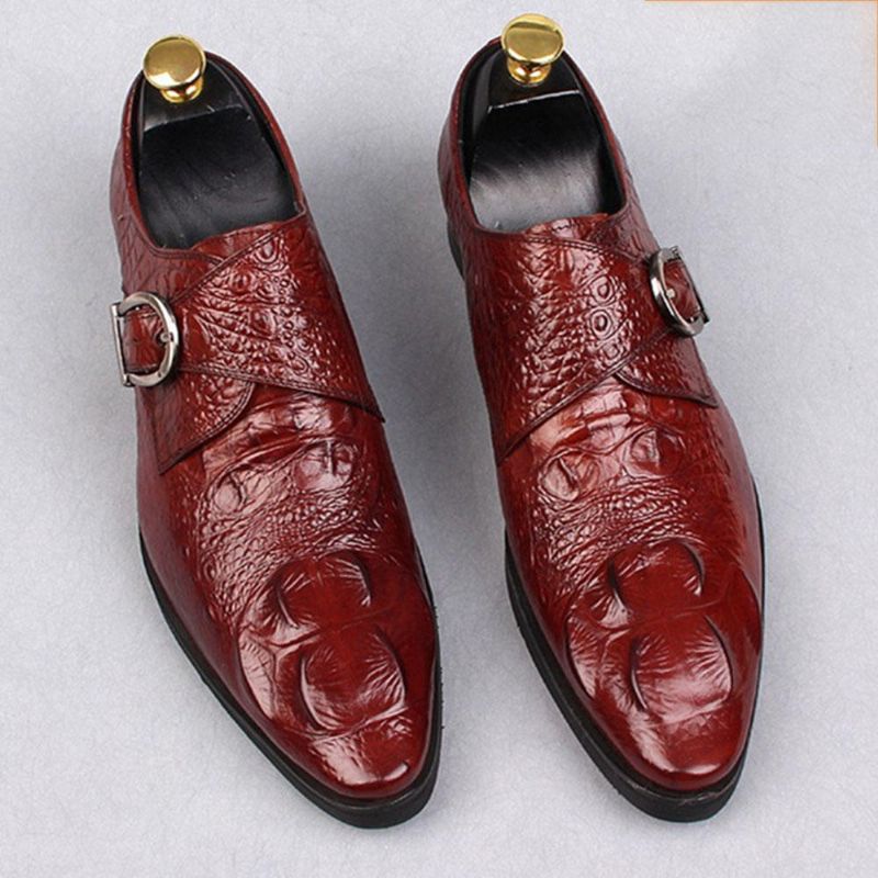 Oxfords De Cuero Informal De Negocios Con Patrón De Cocodrilo Suave