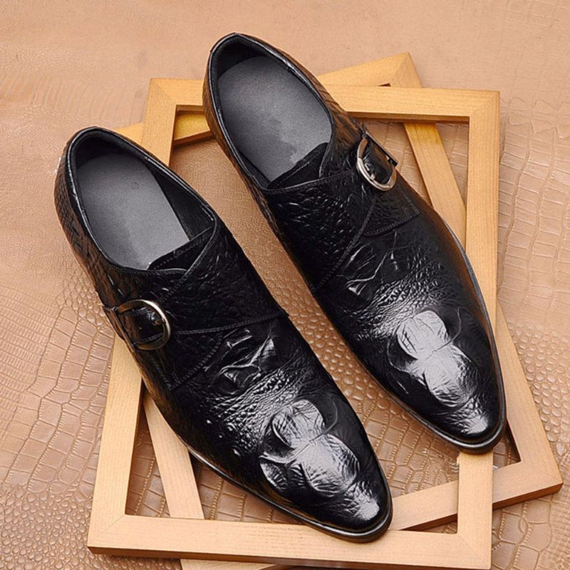 Oxfords De Cuero Informal De Negocios Con Patrón De Cocodrilo Suave