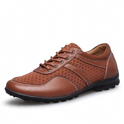 Oxfords De Cuero Informales De Malla Para Hombre