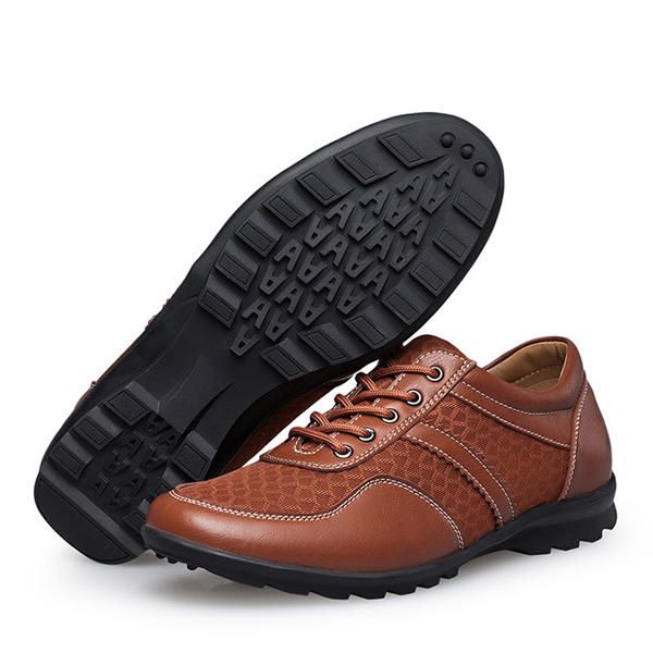 Oxfords De Cuero Informales De Malla Para Hombre