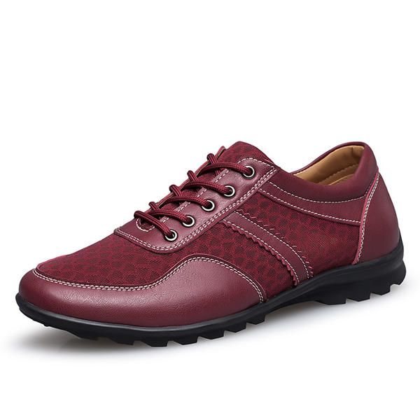 Oxfords De Cuero Informales De Malla Para Hombre