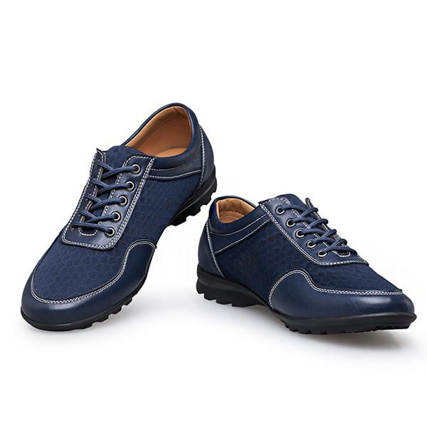 Oxfords De Cuero Informales De Malla Para Hombre