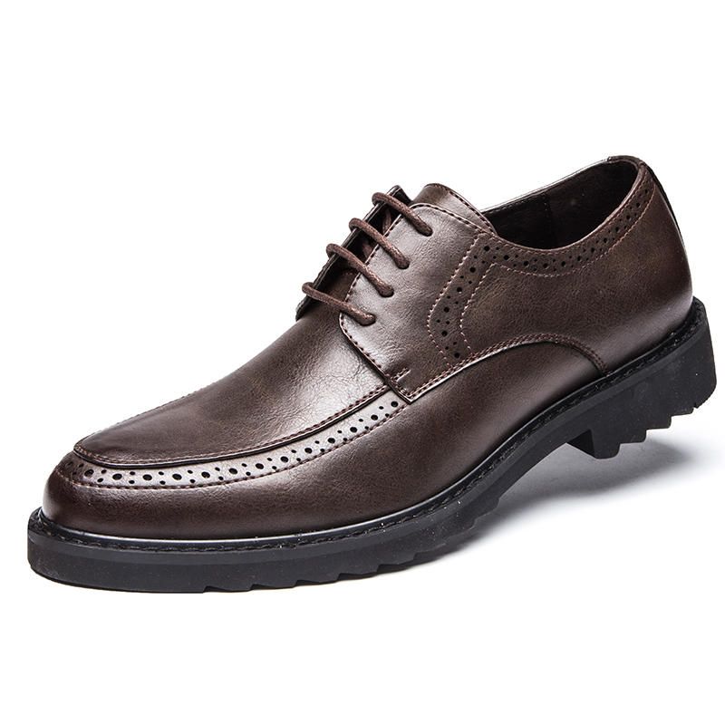 Oxfords De Cuero De Negocios Informales Tallados Con Brogue Retro