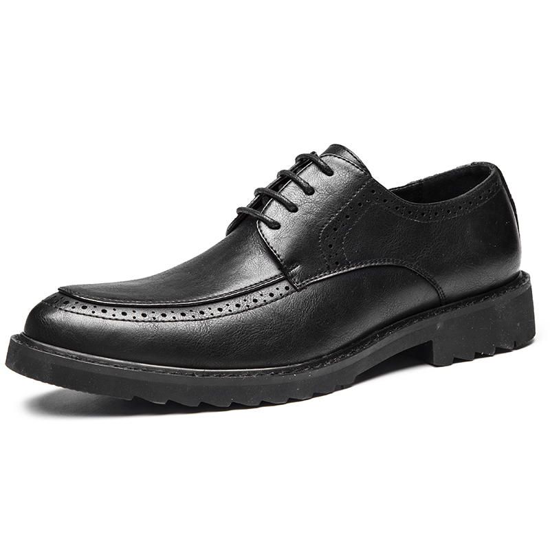 Oxfords De Cuero De Negocios Informales Tallados Con Brogue Retro