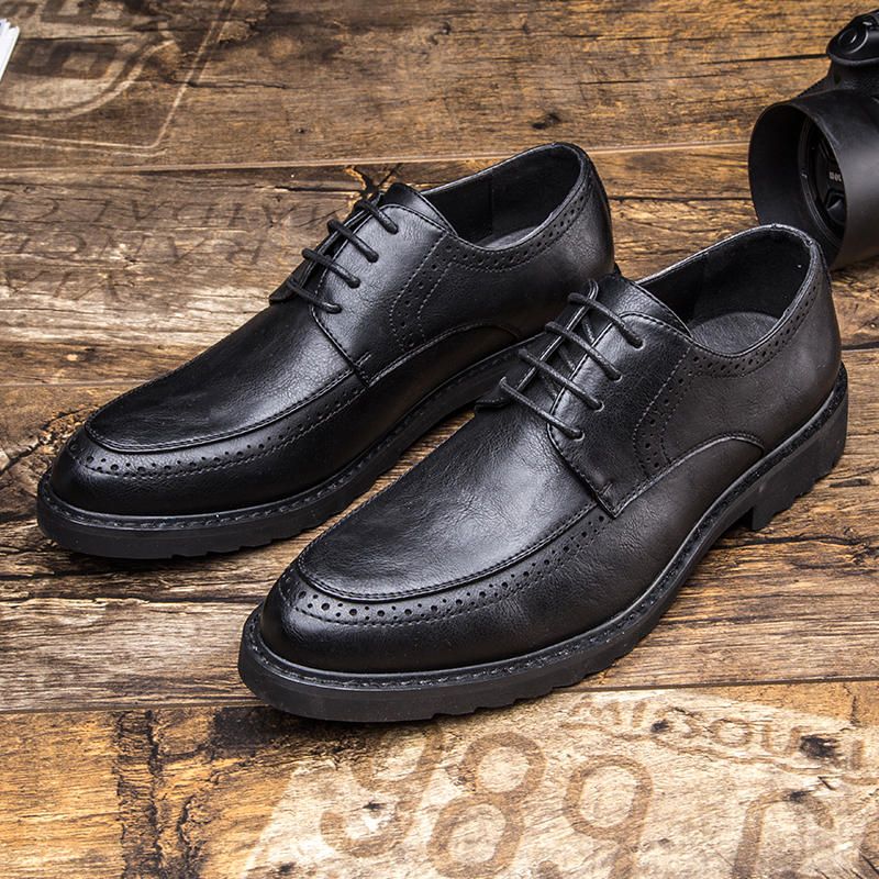 Oxfords De Cuero De Negocios Informales Tallados Con Brogue Retro