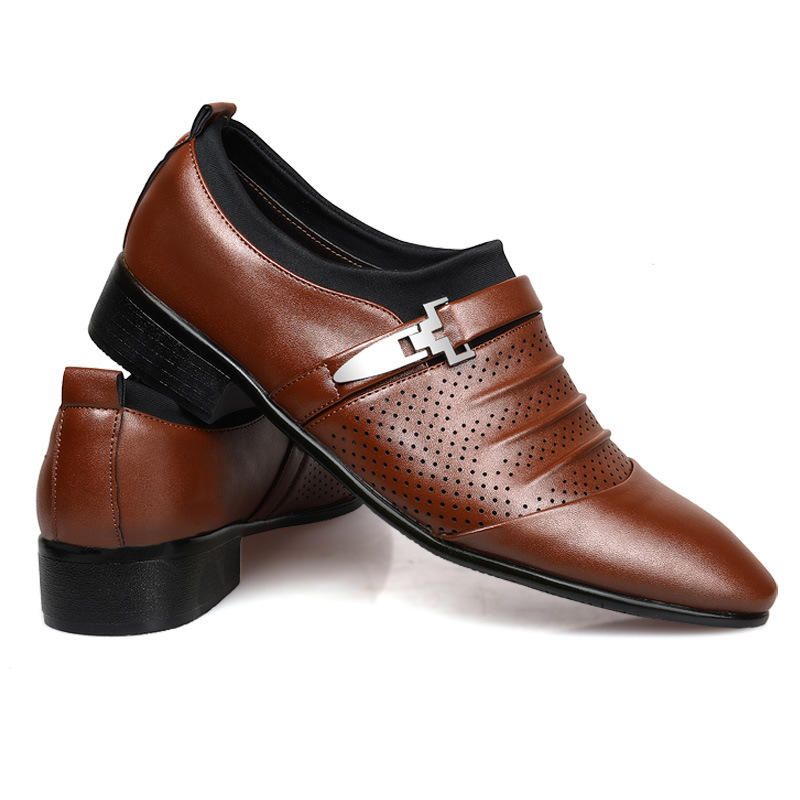 Oxfords De Cuero De Oficina Informal De Negocios Ahuecados Transpirables Para Hombres