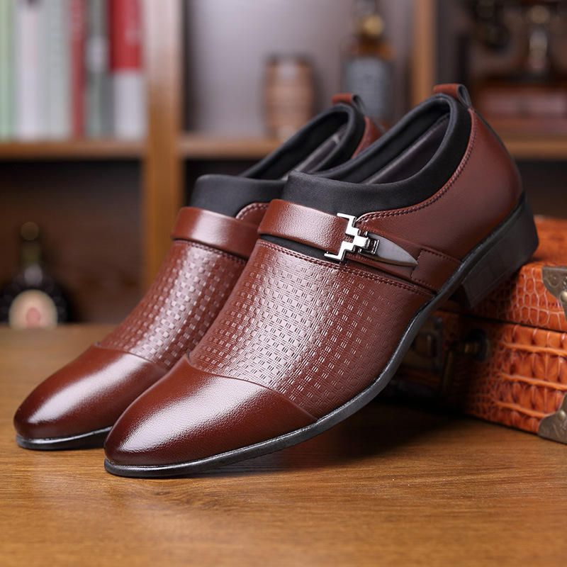 Oxfords Formales De Negocios Informales De Cuero Para Hombres De Gran Tamaño