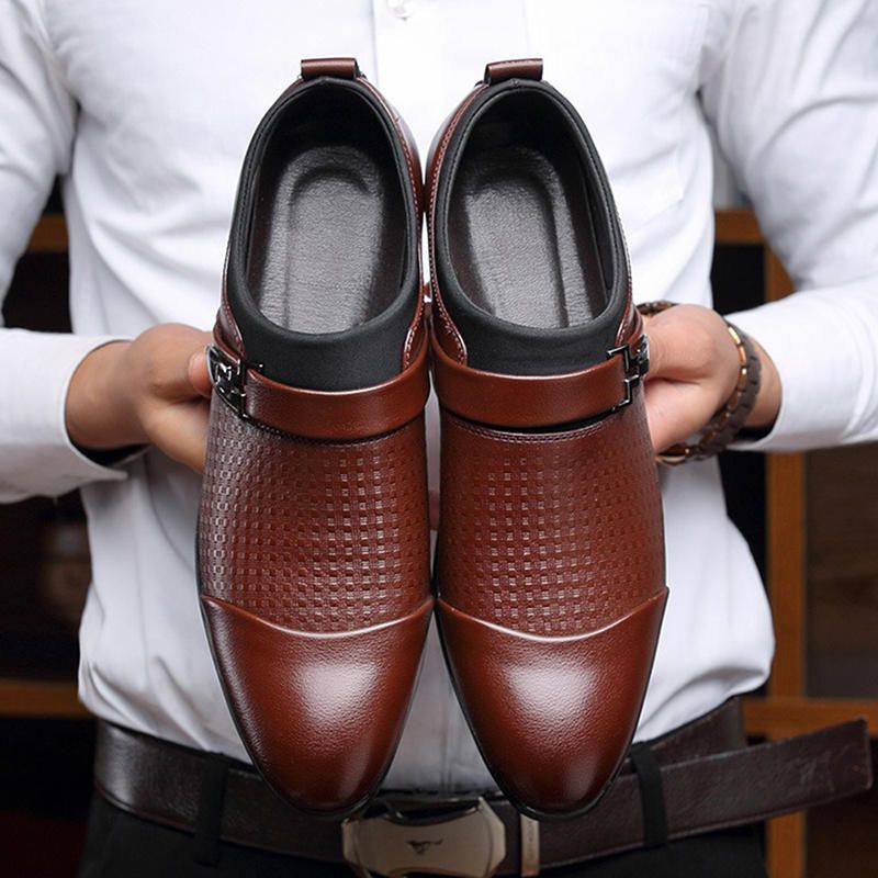 Oxfords Formales De Negocios Informales De Cuero Para Hombres De Gran Tamaño