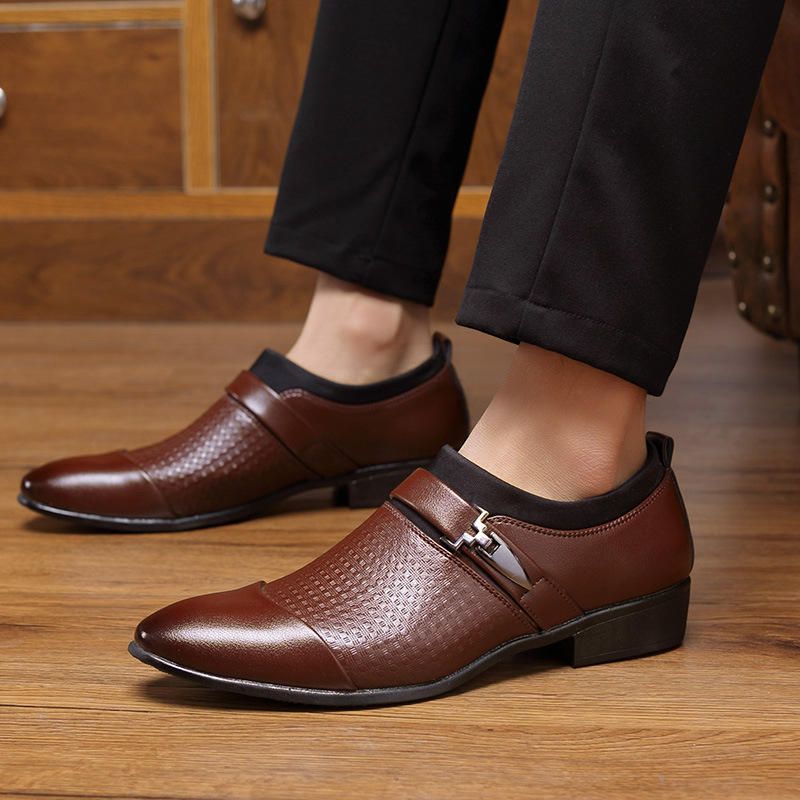 Oxfords Formales De Negocios Informales De Cuero Para Hombres De Gran Tamaño