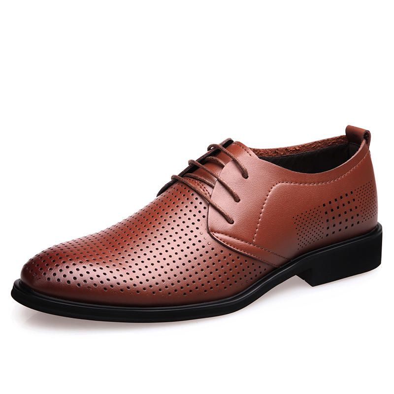 Oxfords De Negocios Ahuecados Transpirables De Cuero Genuino