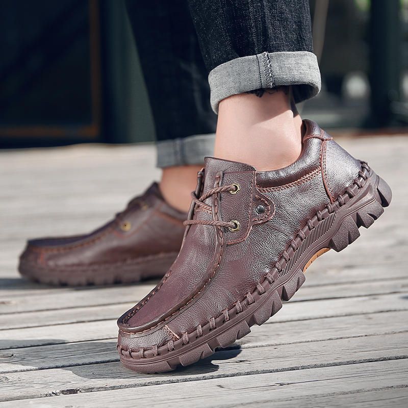 Oxfords De Negocios Informales Antideslizantes De Cuero Genuino Para Hombres