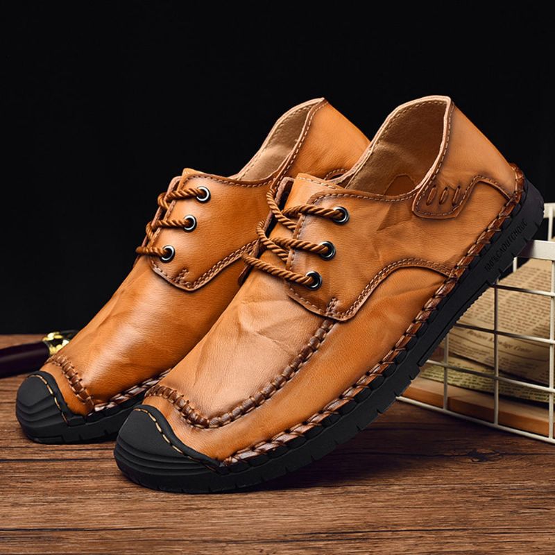 Oxfords De Negocios Informales De Cuero Genuino Con Punta Anticolisión