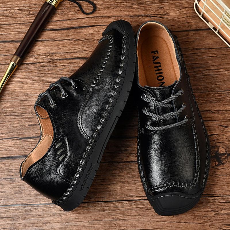 Oxfords De Negocios Informales De Cuero Genuino Con Punta Anticolisión