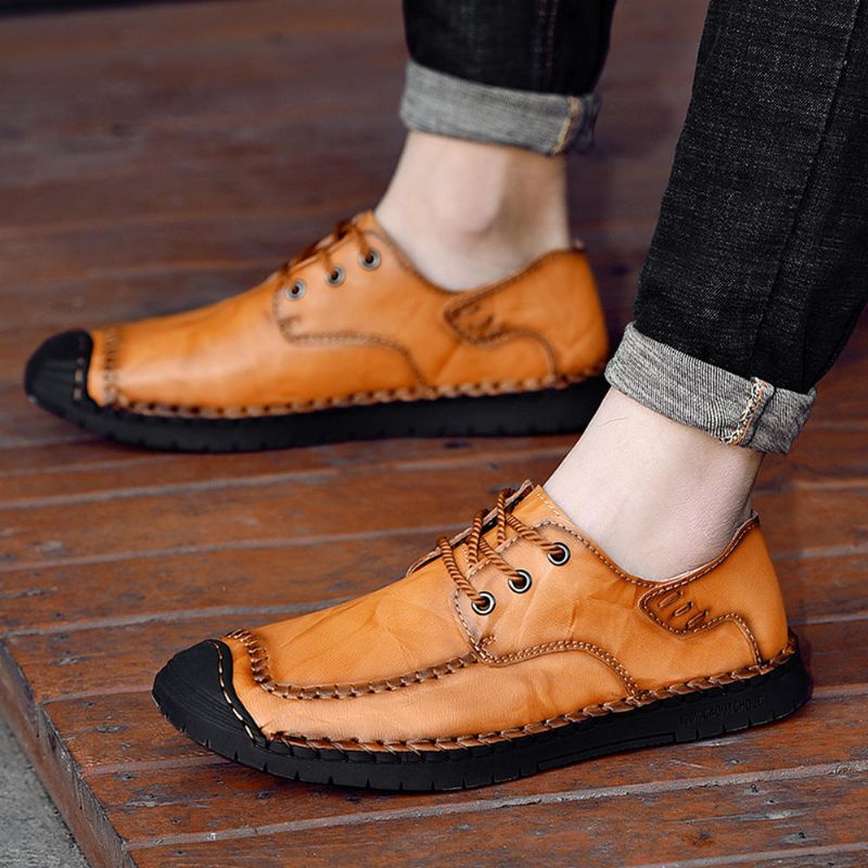 Oxfords De Negocios Informales De Cuero Genuino Con Punta Anticolisión