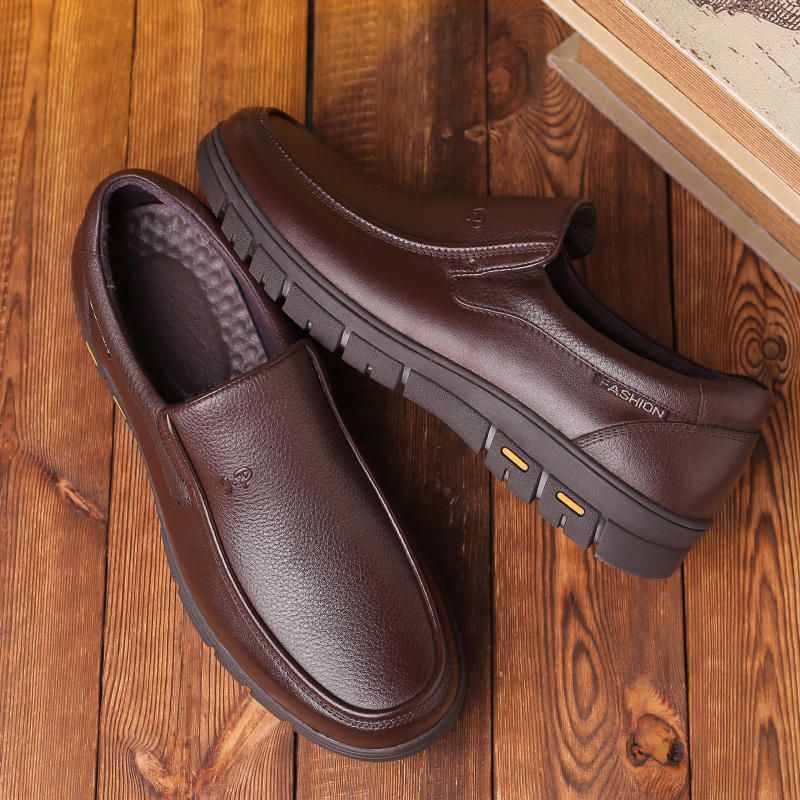 Oxfords De Negocios De Suela Blanda Antideslizante De Cuero De Vaca Para Hombres