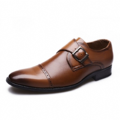 Oxfords De Oficina De Cuero Suave Informal De Negocios Con Hebilla Cómoda Para Hombres